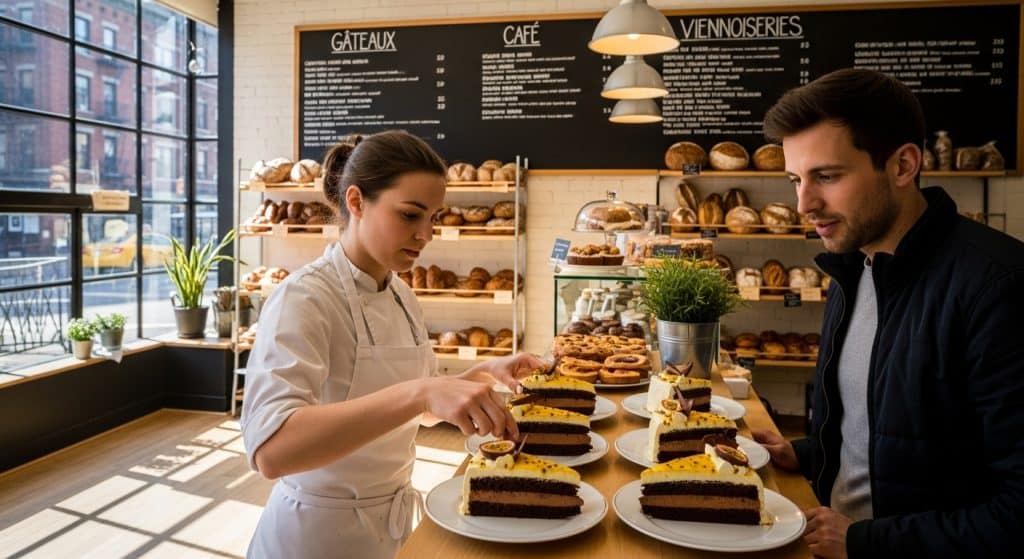 Gâteau chocolat et ganache montée au chocolat blanc lait passion