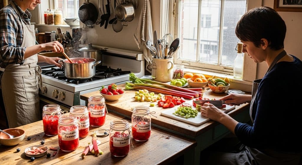 Recette délicieuse de confiture fraises rhubarbe